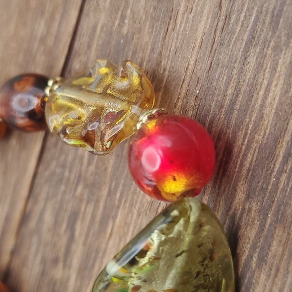 Fall harvest Hand-blown artisan glass bracelet‎ toggle closure B1919 - Picture 3 of 6